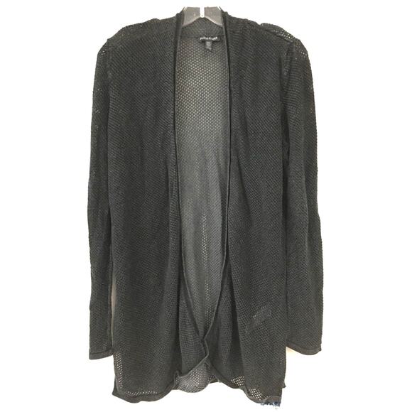 Eileen Fisher Charcoal Tencel Twisted Pointelle Cardigan Shrug M - Picture 2 of 9